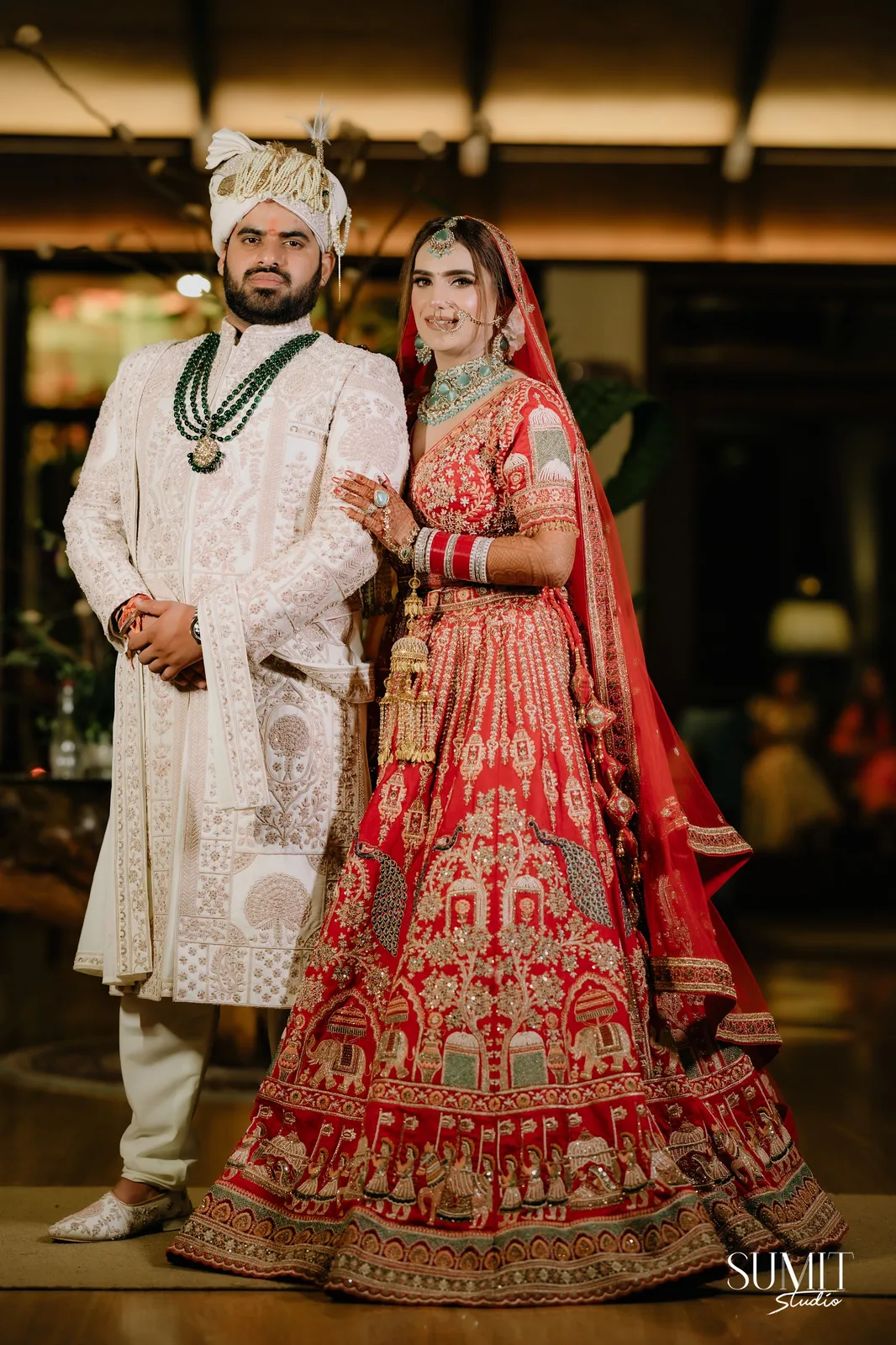 A cinematic wedding portrait
