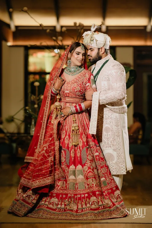 A cinematic wedding portrait